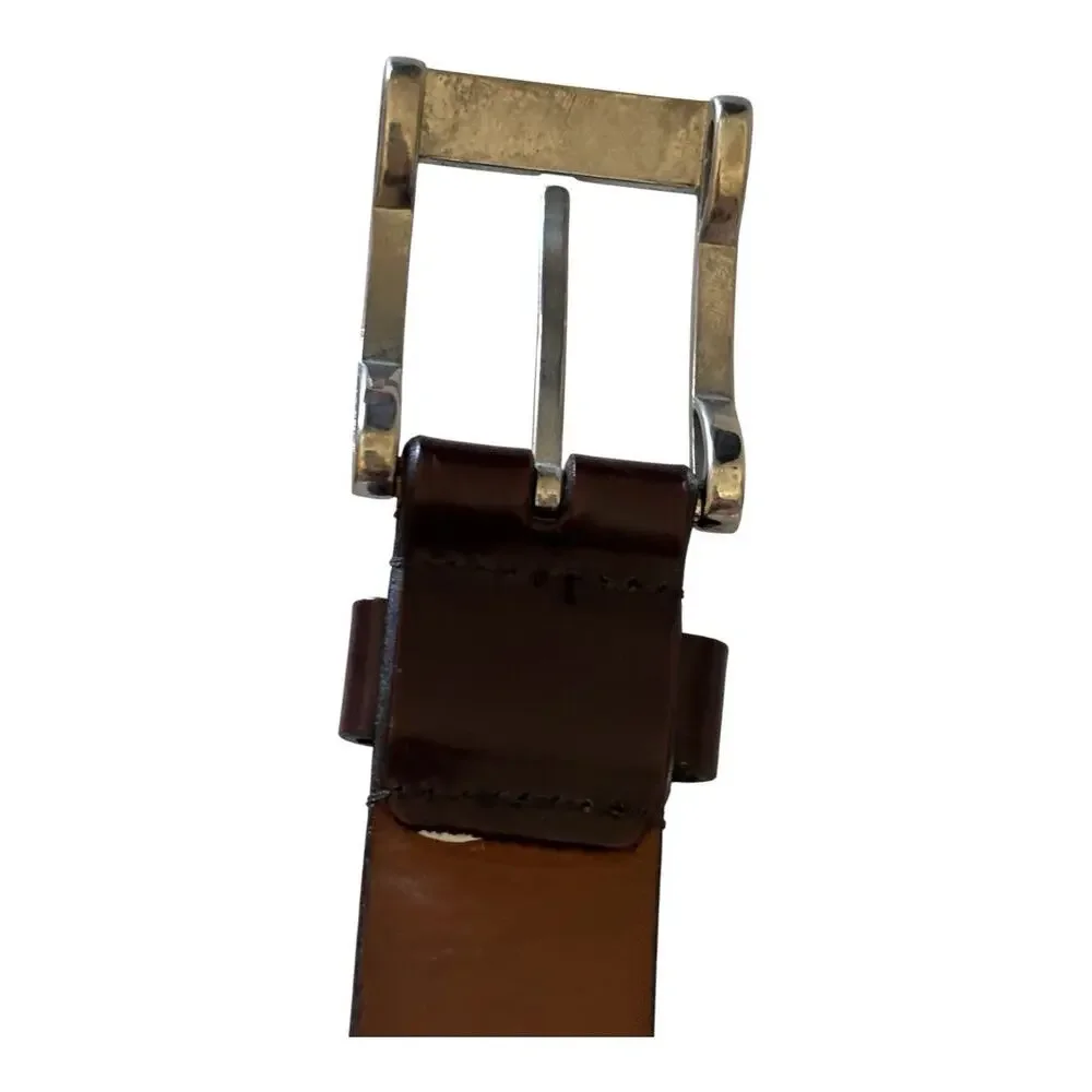 Allen Edmonds Polished Cobbler Leather Belt Brown 38/95 Solid Brass Buckle 42118